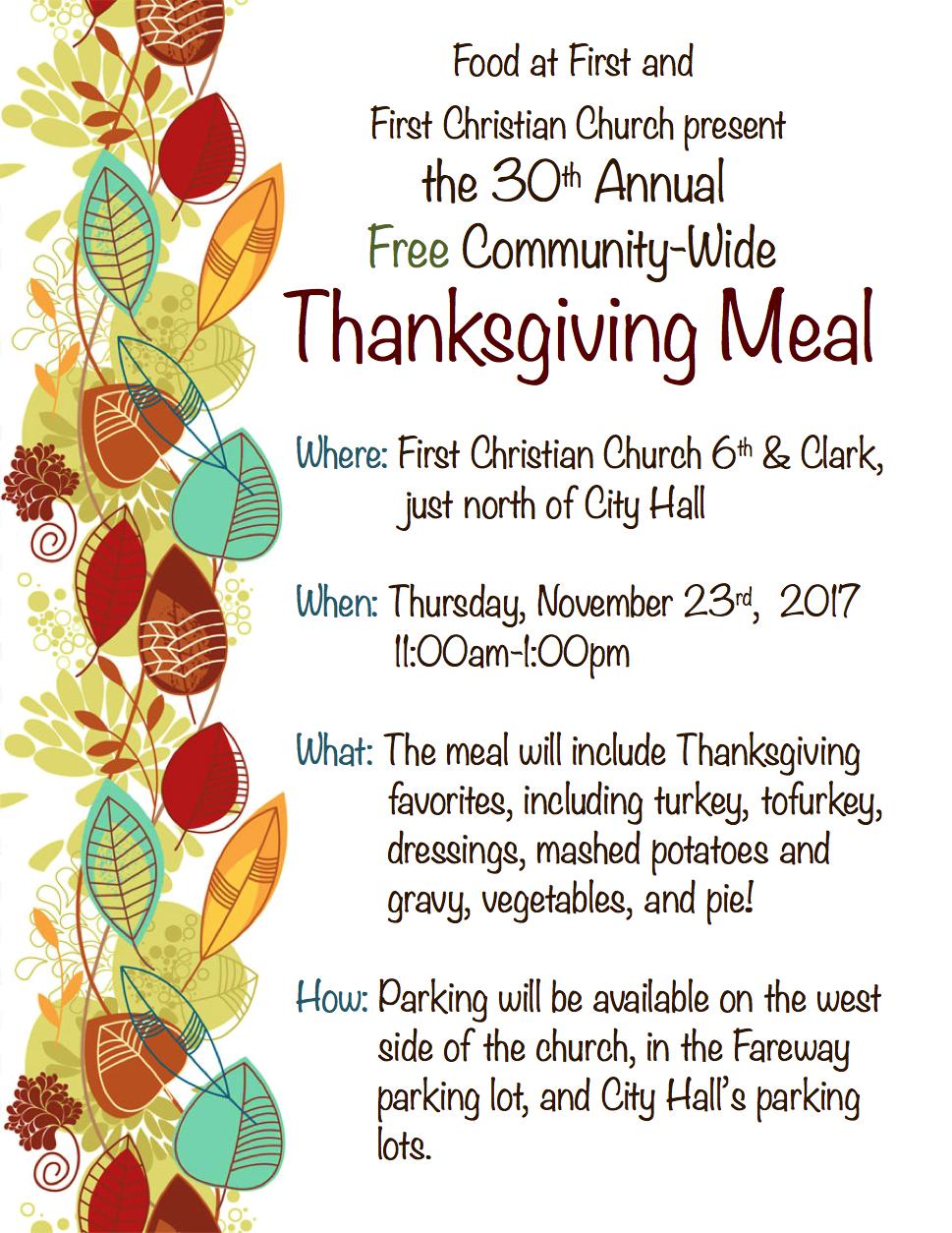 FAF Thanksgiving 2017 flyer