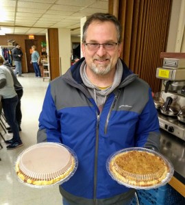 Dropping off homemade pies to Food at First 2019